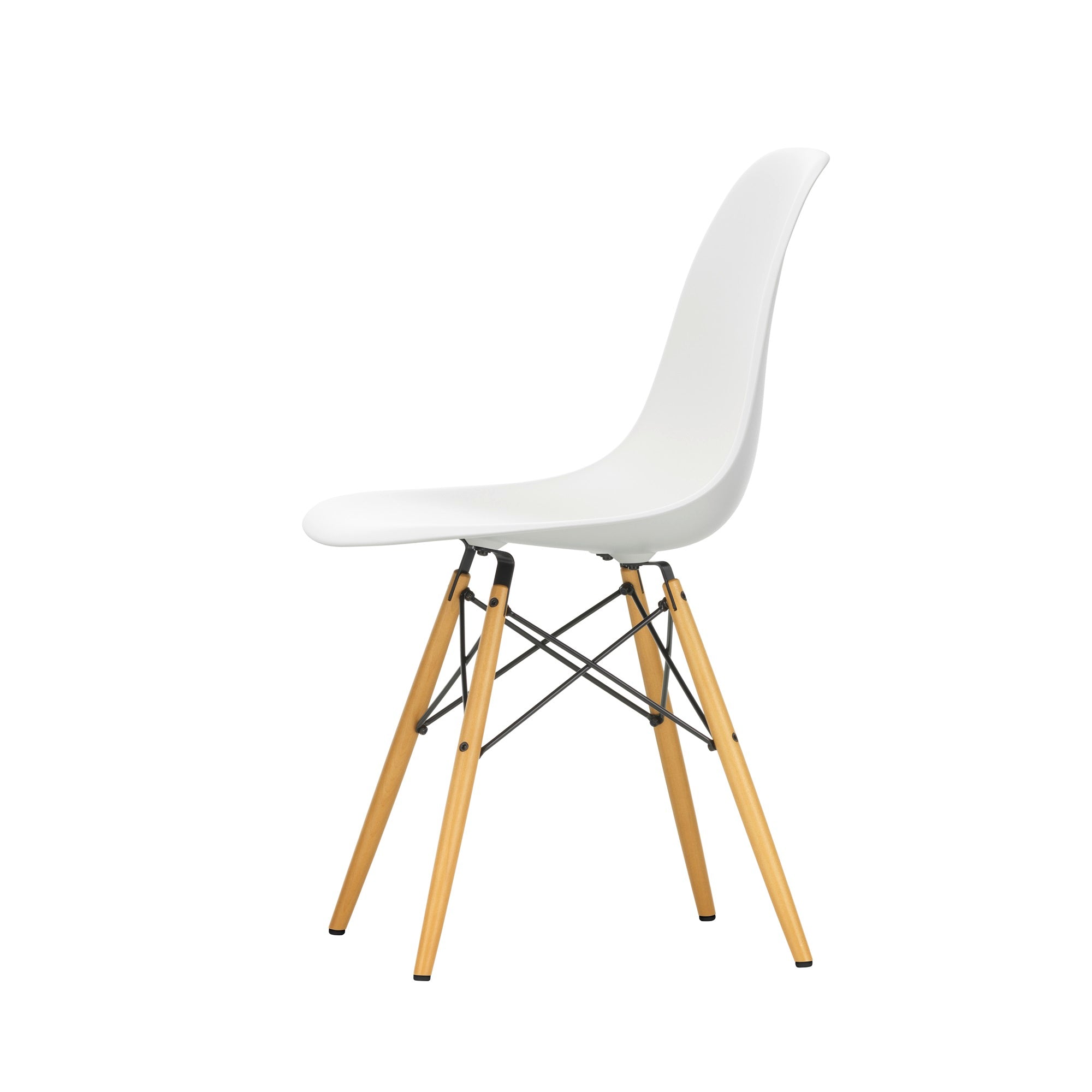 Vitra Eames Plastic Side Chair DSW Stuhl weiß, Gestell: Ahorn gelblich