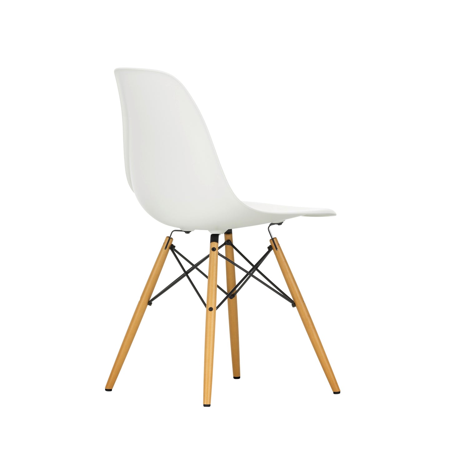 Vitra Eames Plastic Side Chair DSW Stuhl weiß, Gestell: Ahorn gelblich